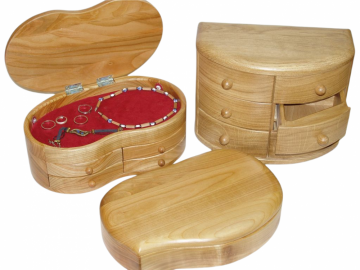 Schmuckkästchen aus Holz - Optionales Zubehör - 2× Fächer für Ringe, Uhren, Wertsachen - variante 1